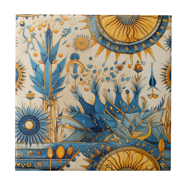Chinoiserie Exotic Birds Botanical Pattern (1) Tile (Front)