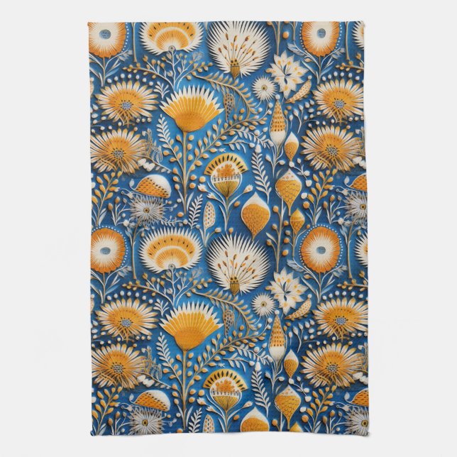 Chinoiserie Exotic Birds Botanical Pattern (2) Kitchen Towel (Vertical)