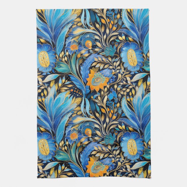 Chinoiserie Exotic Birds Botanical Pattern (3) Kitchen Towel (Vertical)