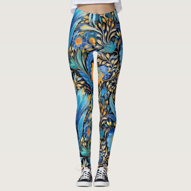 Chinoiserie Exotic Birds Botanical Pattern (3) Leggings (Front)