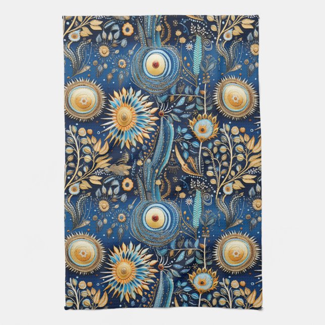 Chinoiserie Exotic Birds Botanical Pattern (4) Kitchen Towel (Vertical)
