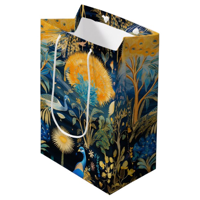 Chinoiserie Exotic Birds Botanical Pattern (5) Medium Gift Bag (Front Angled)