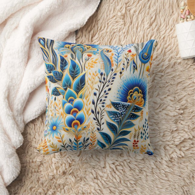 Chinoiserie Exotic Birds Botanical Pattern (5) Throw Pillow (Blanket)