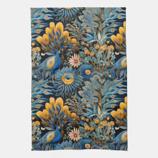 Chinoiserie Exotic Birds Botanical Pattern (7) Kitchen Towel (Vertical)