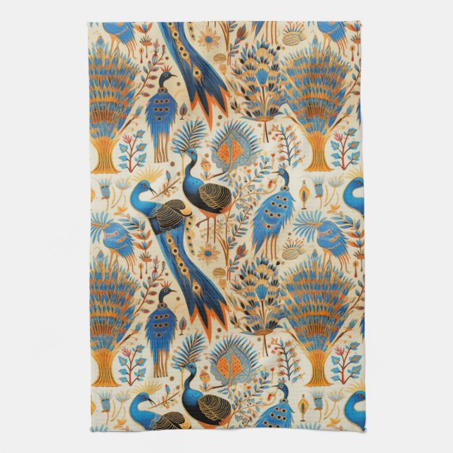 Chinoiserie Exotic Birds Botanical Pattern (8) Kitchen Towel (Vertical)