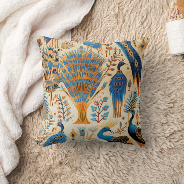 Chinoiserie Exotic Birds Botanical Pattern (9) Throw Pillow (Blanket)