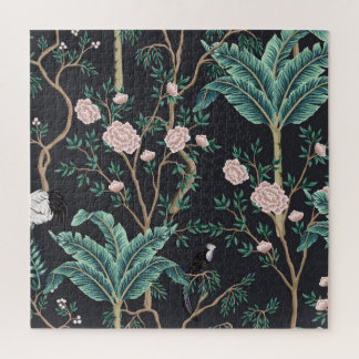 Chinoiserie Exotic Birds: Vintage Banana Tree Wall Jigsaw Puzzle