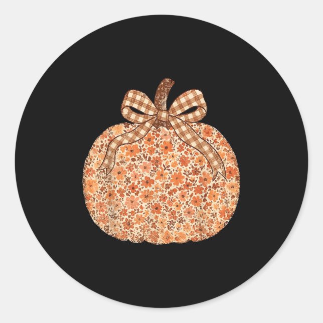Chinoiserie Fall Pumpkin Floral Halloween Funny Th Classic Round Sticker (Front)