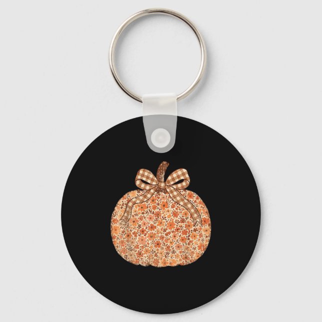 Chinoiserie Fall Pumpkin Floral Halloween Funny Th Keychain (Front)
