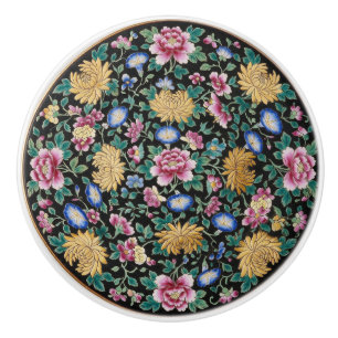 Chinoiserie Famille Noire Black Ceramic Knob