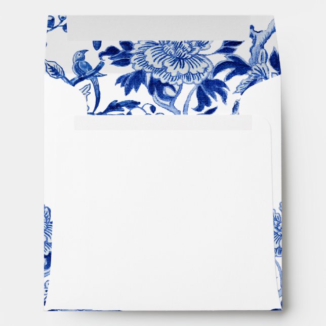 Chinoiserie Floral Asian Influence Square Wedding Envelope (Back (Bottom))