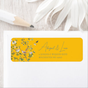 Chinoiserie Floral Bird Wedding Invitation Address
