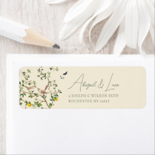 Chinoiserie Floral Bird Wedding Invitation Address