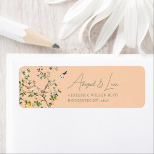 Chinoiserie Floral Bird Wedding Invitation Address