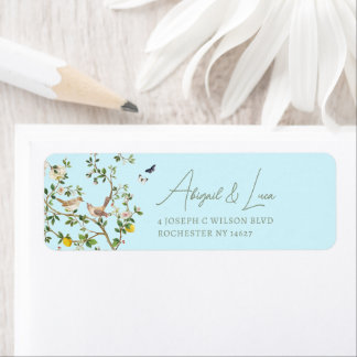 Chinoiserie Floral Bird Wedding Invitation Address