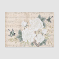 Chinoiserie Floral Birds Old Handwriting Decoupage