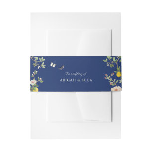 Chinoiserie Floral Birds Wedding Invitation Belly Band