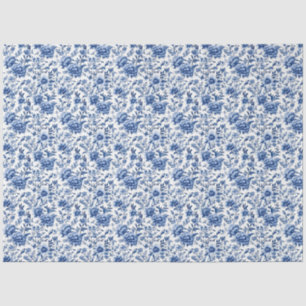 Chinoiserie Floral Blue and White Decoupage Tissue Paper