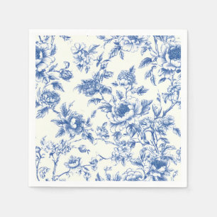 Chinoiserie Floral Blue Paper Napkin