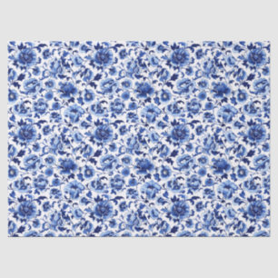 Chinoiserie Floral Blue White Pattern Decoupage Tissue Paper
