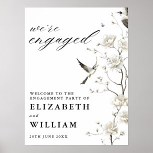 Chinoiserie Floral Engagement Party Welcome Sign