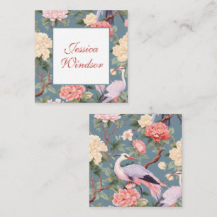Chinoiserie Floral Jade Egret Gift Enclosure Card
