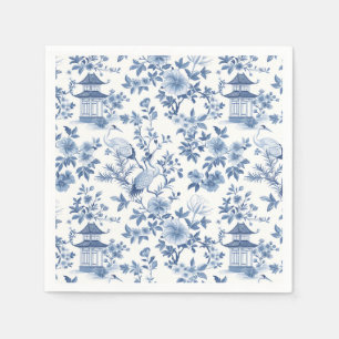 Chinoiserie Floral Paper Napkins, Asian Garden Napkin