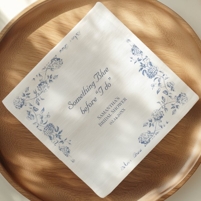 Chinoiserie Floral Something Blue Bridal Shower Napkin (Creator Uploaded)