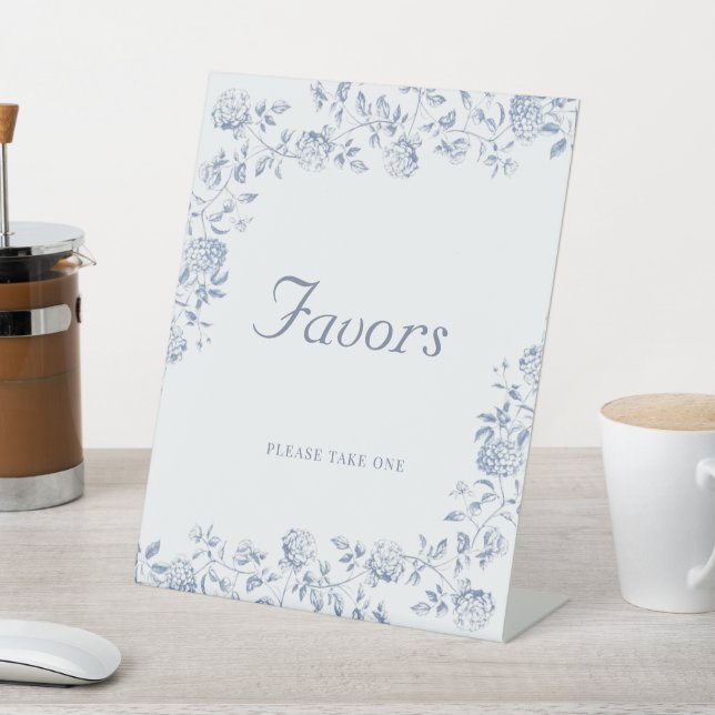 Chinoiserie Floral Something Blue Favours Pedestal Sign (In SItu)