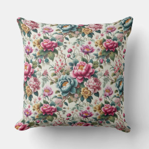 Chinoiserie Flower Throw Pillow