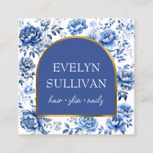 Chinoiserie flowers arch square business card