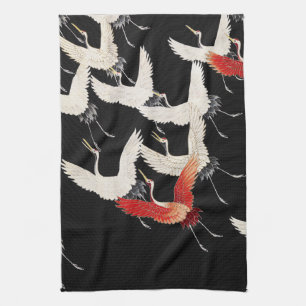 Chinoiserie Flying Crane Zen Minimalist Kimono Art Kitchen Towel