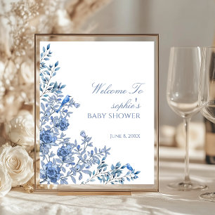 Chinoiserie French Blue Welcome Baby Sign