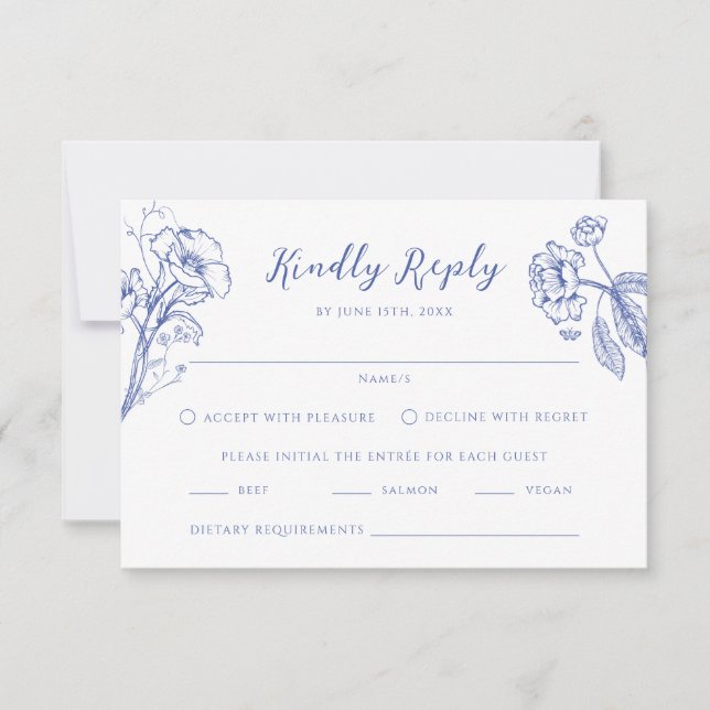 Chinoiserie French Vintage Floral RSVP Card (Front)