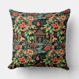 Chinoiserie Garden Elegance Throw Pillow
