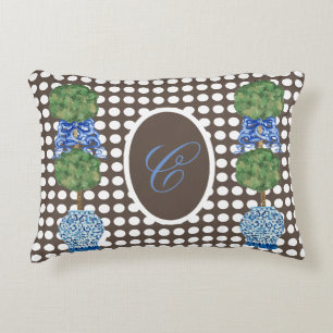Chinoiserie Garden Topiary Ginger Jar Jars  Throw  Accent Pillow