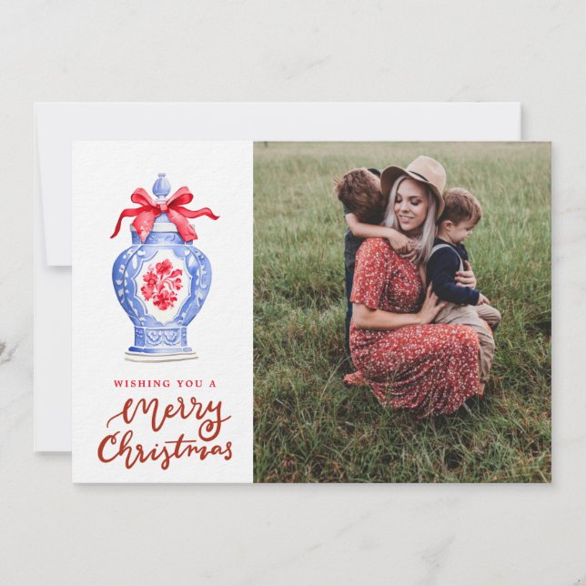 Chinoiserie Ginger Jar Christmas  Photo  Holiday Card (Front)
