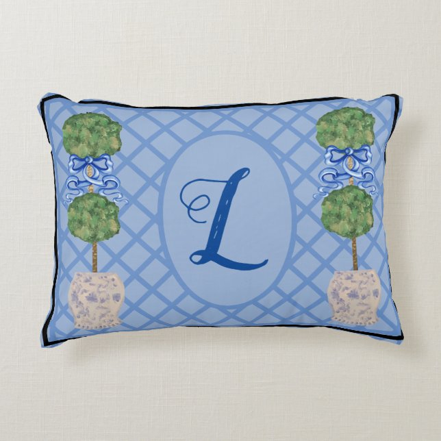 Chinoiserie Ginger Jar Jars Topiary Basket  Throw  Accent Pillow (Front)