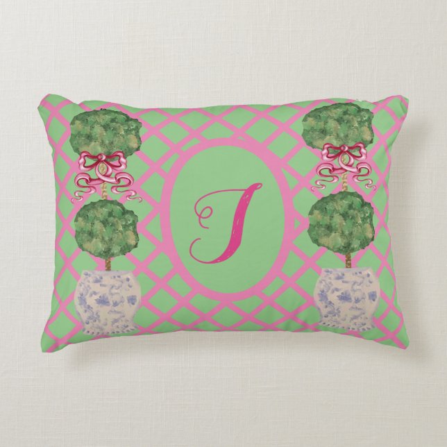 Chinoiserie Ginger Jar Jars Topiary Basket Throw P Accent Pillow (Front)