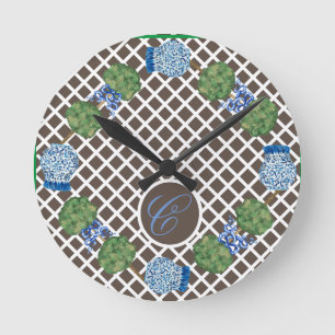 Chinoiserie Ginger Jar Jars Topiary Calendar Round Clock