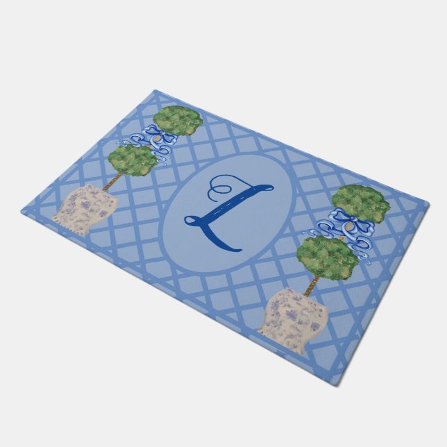 Chinoiserie Ginger Jar Jars Topiary Rug  Doormat (Angled)