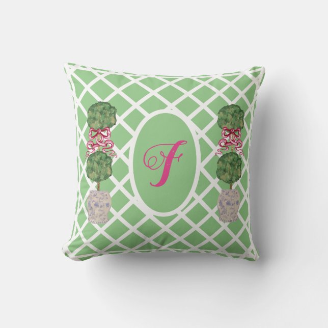 Chinoiserie Ginger Jar Jars Topiary  Throw Pillow (Front)