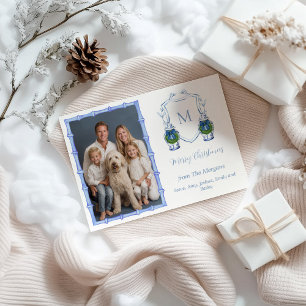 Chinoiserie Ginger Jar Monogram Photo Holiday Card