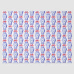 Chinoiserie Ginger Jar Monogram | Red Bow Tissue Paper<br><div class="desc">This trendy design features a Chinoiserie ginger jar with a red bow. You can personalize with your initial.</div>