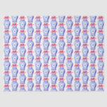 Chinoiserie Ginger Jar Monogram | Red Bow Tissue Paper<br><div class="desc">This trendy design features a Chinoiserie ginger jar with a red bow. You can personalize with your initial.</div>