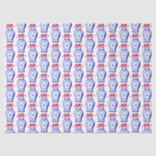 Chinoiserie Ginger Jar Monogram Red Bow Tissue Paper