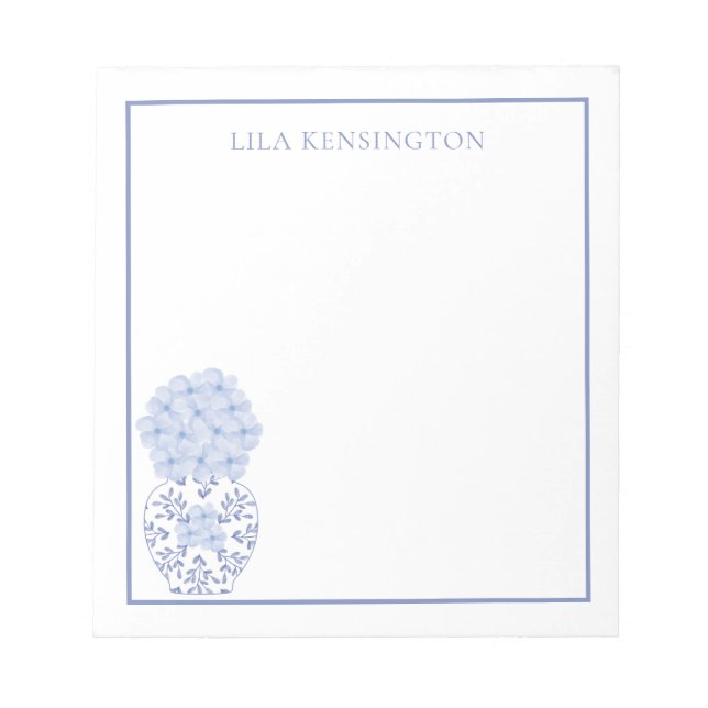 Chinoiserie Ginger Jar Vase avec Bloc-notes Fleurs (Devant)