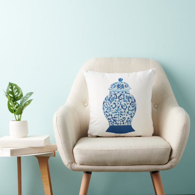 Chinoiserie Ginger Jars Jar Throw Pillow (Chair)