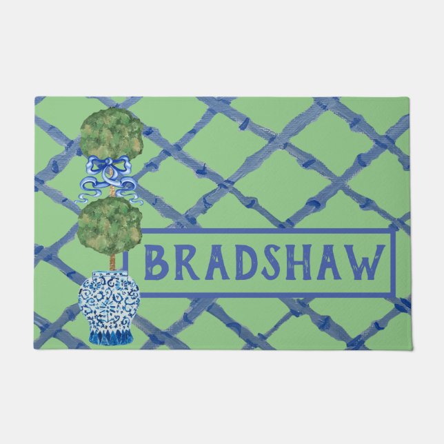  Chinoiserie Ginger Jars Jar Topiary Doormat (Front)