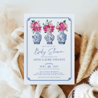 Chinoiserie Ginger Jars Pink Peonies Baby Shower